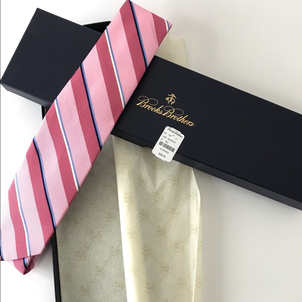 Brooks Brothers. Peppermint Pink Striped Tie